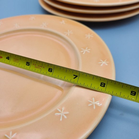 Waechtersbach Set (4) Embossed Dots Salad Plates 8.25” Orange Stars Snowflakes - Picture 6 of 9